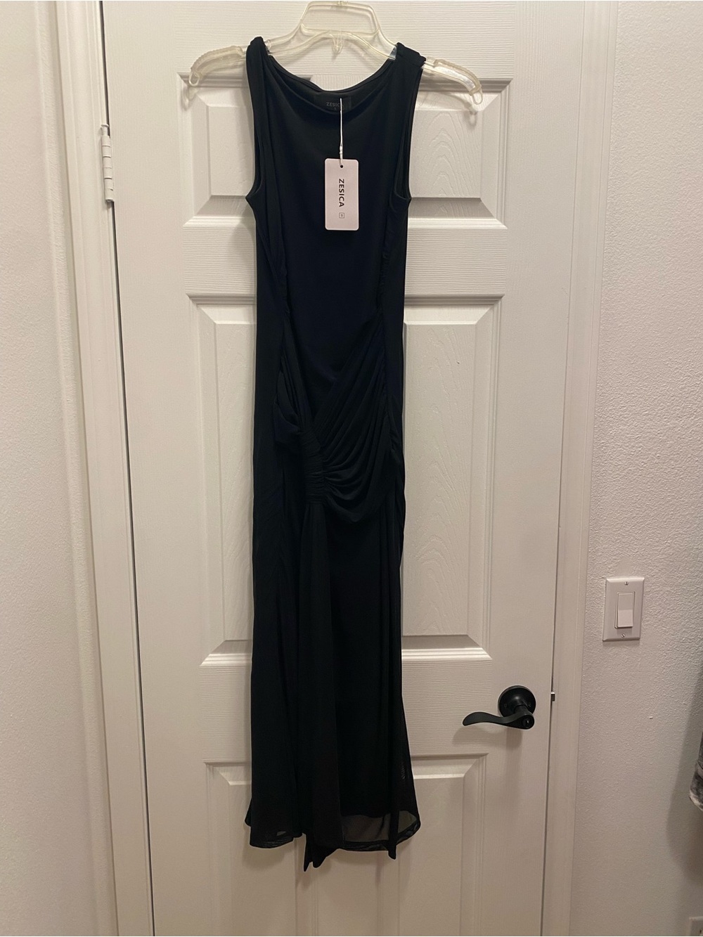 Women’s Zesica Black Sleeveless Draped Maxi Dress
